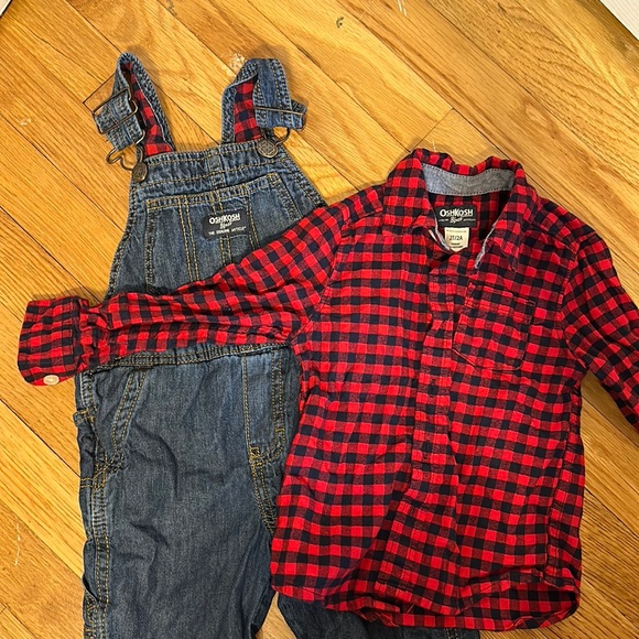 OshKosh B'gosh Other - OshKosh overalls and red plaid shirt